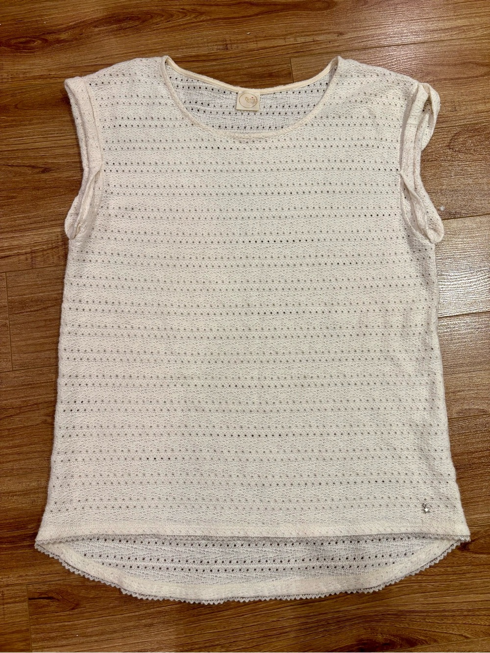 Des Petits Hauts Women's Cream Openwork Knit Tank Top